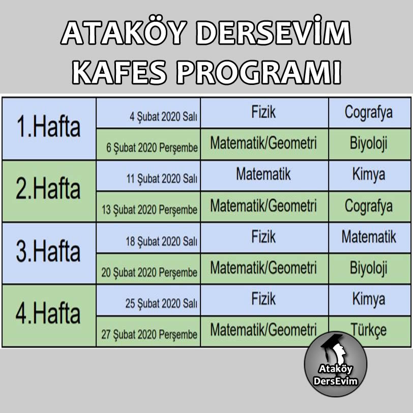 Ataköy DersEvim Kafes Programı